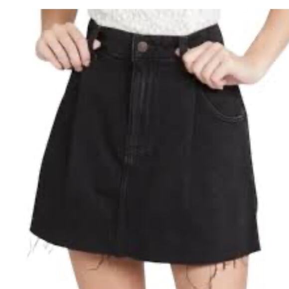 Free People We the Free Black Cosmic Flirt Fringe Mini Skirt - Picture 1 of 6